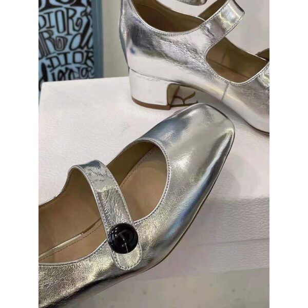 Dior Women Shoes D-Doll Pump Silver-Tone Shiny Laminated Calfskin (13)