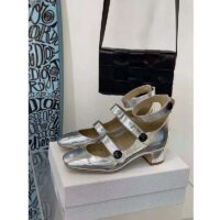 Dior Women Shoes D-Doll Pump Silver-Tone Shiny Laminated Calfskin