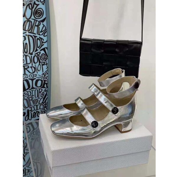 Dior Women Shoes D-Doll Pump Silver-Tone Shiny Laminated Calfskin (6)