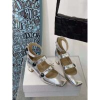 Dior Women Shoes D-Doll Pump Silver-Tone Shiny Laminated Calfskin