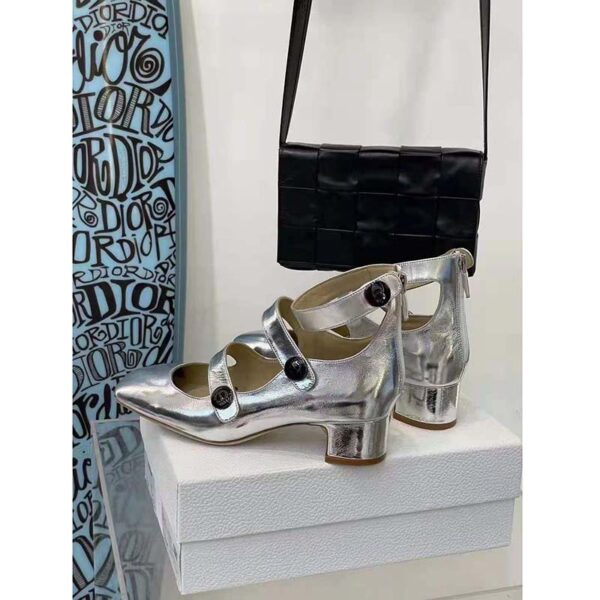 Dior Women Shoes D-Doll Pump Silver-Tone Shiny Laminated Calfskin (8)