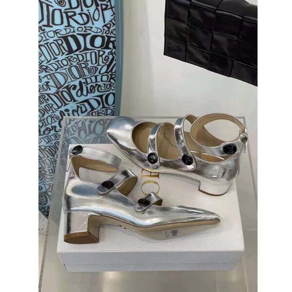 Dior Women Shoes D-Doll Pump Silver-Tone Shiny Laminated Calfskin (9)