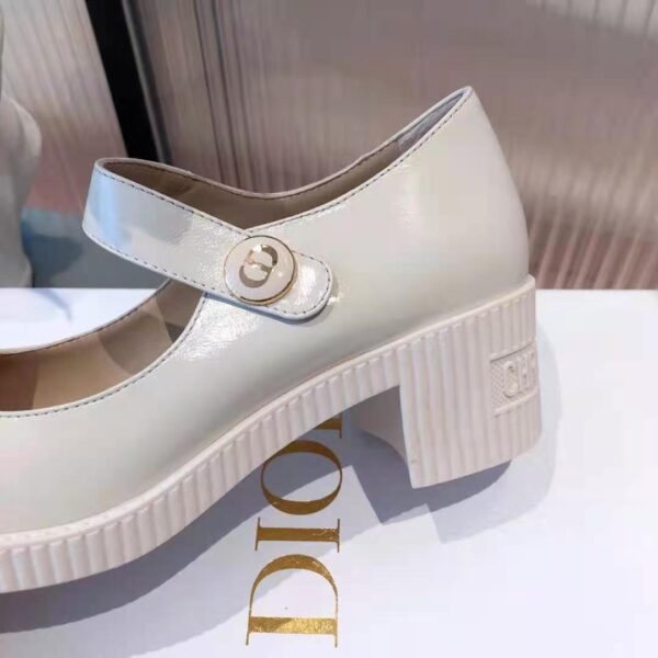 Dior Women Shoes D-Doll Pump White Shiny Calfskin CD Signature (10)