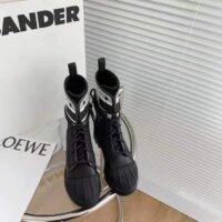 Dior Women Shoes D-Major Ankle Boot Black White Technical Fabric Black Calfskin