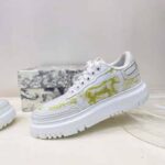 Dior Women Shoes Dior Addict Sneaker French Lime Toile De Jouy Technical Fabric - Image 4
