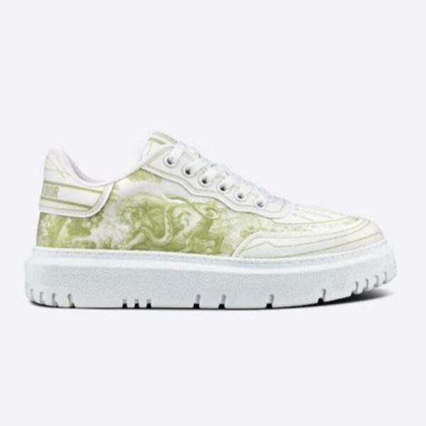 Dior Women Shoes Dior Addict Sneaker French Lime Toile De Jouy Technical Fabric