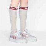 Dior Women Shoes Dior Addict Sneaker Raspberry Toile De Jouy Technical Fabric - Imagen 11