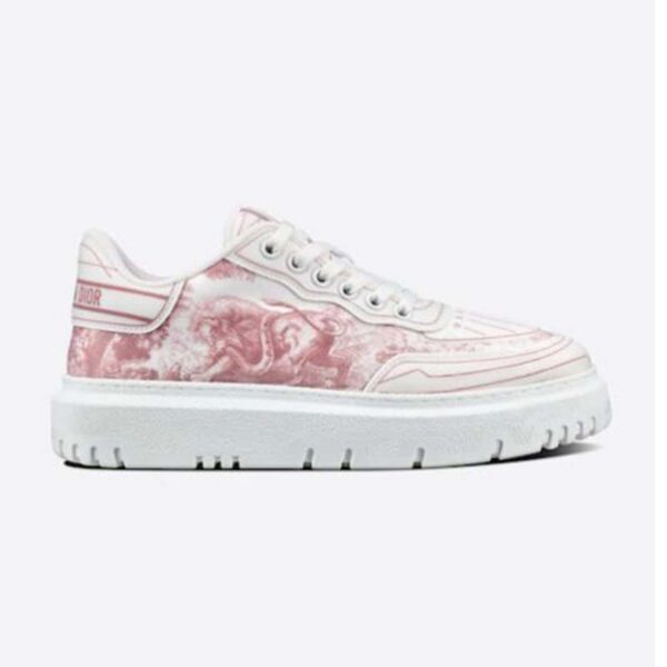 Dior Women Shoes Dior Addict Sneaker Raspberry Toile De Jouy Technical Fabric