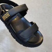 Dior Women Shoes DiorAct Sandal Black Lambskin Gold-Finish Metal DIOR Signature