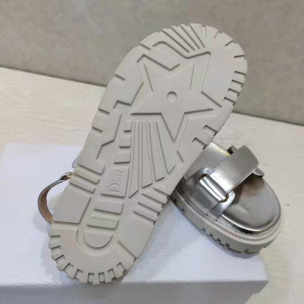 Dior Women Shoes DiorAct Sandal Silver-Tone Shiny Laminated Calfskin (1)