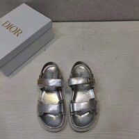 Dior Women Shoes DiorAct Sandal Silver-Tone Shiny Laminated Calfskin