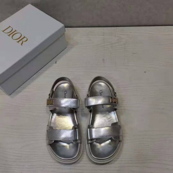 Dior Women Shoes DiorAct Sandal Silver-Tone Shiny Laminated Calfskin (3)