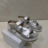 Dior Women Shoes DiorAct Sandal Silver-Tone Shiny Laminated Calfskin