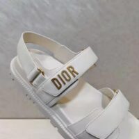Dior Women Shoes DiorAct Sandal White Lambskin Gold-Finish Metal DIOR Signature
