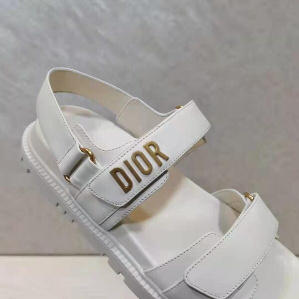 Dior Women Shoes DiorAct Sandal White Lambskin Gold-Finish Metal DIOR Signature (10)