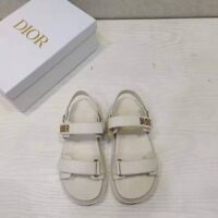 Dior Women Shoes DiorAct Sandal White Lambskin Gold-Finish Metal DIOR Signature