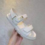 Dior Women Shoes DiorAct Sandal White Lambskin Gold-Finish Metal DIOR Signature – Bild 9