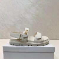 Dior Women Shoes DiorAct Sandal White Lambskin Gold-Finish Metal DIOR Signature