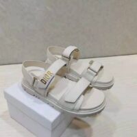 Dior Women Shoes DiorAct Sandal White Lambskin Gold-Finish Metal DIOR Signature