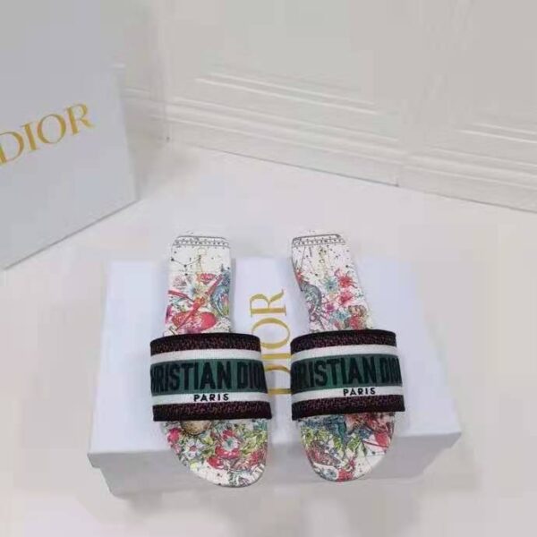 Dior Women Shoes Dway Dioramour Slide Multicolor Dior Zodiac Embroidered Cotton (2)