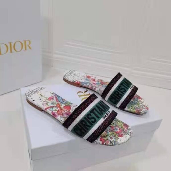Dior Women Shoes Dway Dioramour Slide Multicolor Dior Zodiac Embroidered Cotton (3)