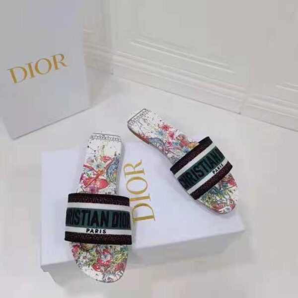 Dior Women Shoes Dway Dioramour Slide Multicolor Dior Zodiac Embroidered Cotton (4)