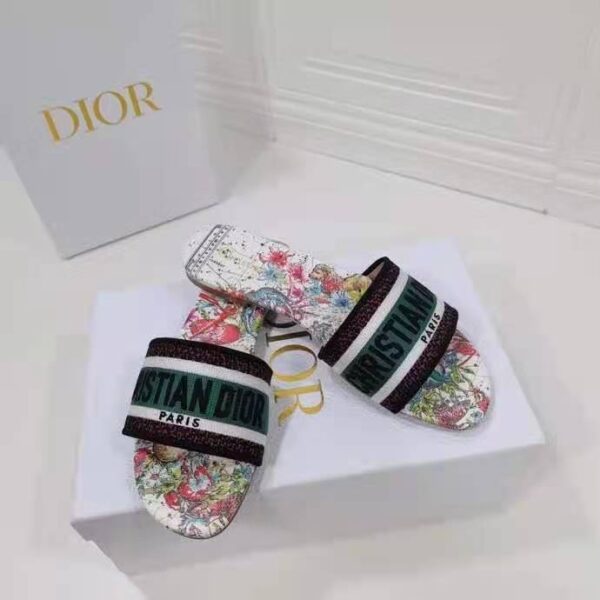 Dior Women Shoes Dway Dioramour Slide Multicolor Dior Zodiac Embroidered Cotton (5)