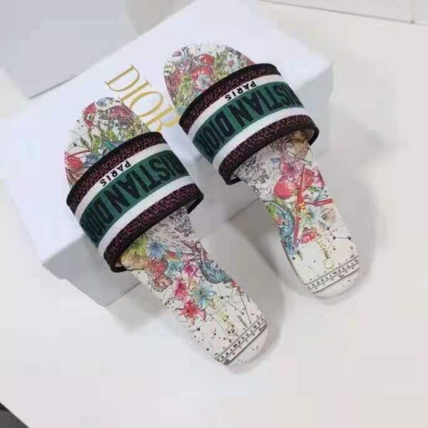 Dior Women Shoes Dway Dioramour Slide Multicolor Dior Zodiac Embroidered Cotton (6)