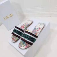 Dior Women Shoes Dway Dioramour Slide Multicolor Dior Zodiac Embroidered Cotton