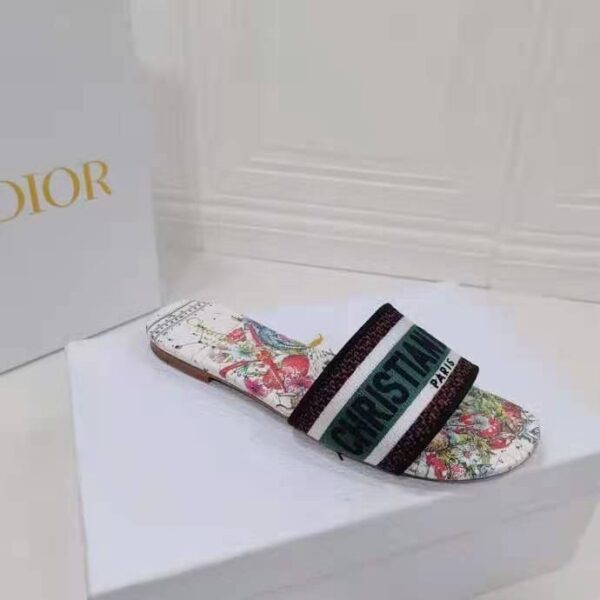 Dior Women Shoes Dway Dioramour Slide Multicolor Dior Zodiac Embroidered Cotton (8)