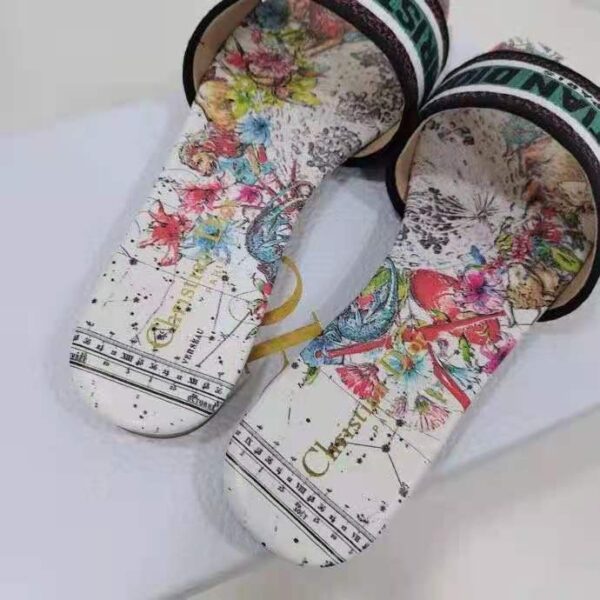 Dior Women Shoes Dway Dioramour Slide Multicolor Dior Zodiac Embroidered Cotton (9)