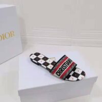 Dior Women Shoes Dway Dioramour Slide White Black Red D-Chess Heart Embroidered Cotton