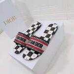 Dior Women Shoes Dway Dioramour Slide White Black Red D-Chess Heart Embroidered Cotton – Image 8