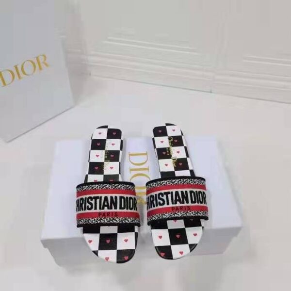 Dior Women Shoes Dway Dioramour Slide White Black Red D-Chess 