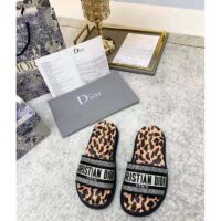 Dior Women Shoes Dway Slide Beige Multicolor Mizza Embroidered Cotton