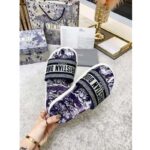 Dior Women Shoes Dway Slide Deep Blue Toile De Jouy Reverse Embroidered Cotton - Image 4