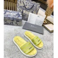 Dior Women Shoes Dway Slide Lime Toile De Jouy Reverse Embroidered Cotton