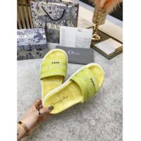 Dior Women Shoes Dway Slide Lime Toile De Jouy Reverse Embroidered Cotton