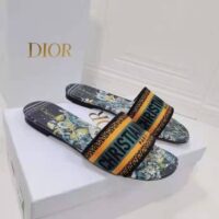 Dior Women Shoes Dway Slide Multicolor Dior Zodiac Embroidered Cotton