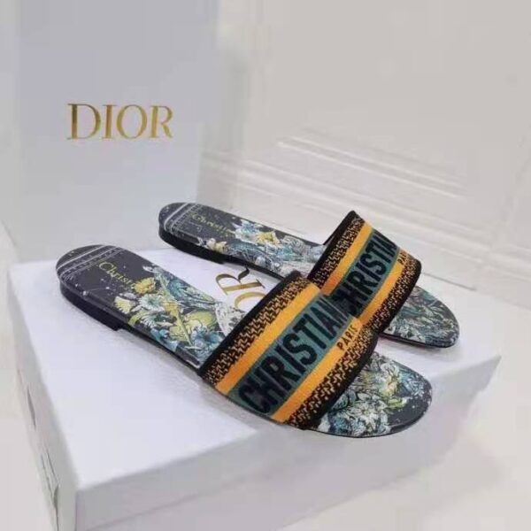 Dior Women Shoes Dway Slide Multicolor Dior Zodiac Embroidered Cotton (10)