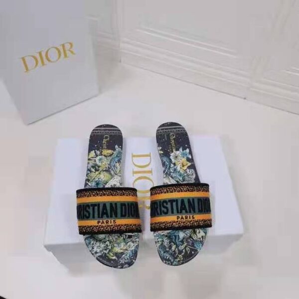 Dior Women Shoes Dway Slide Multicolor Dior Zodiac Embroidered Cotton (3)