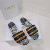 Dior Women Shoes Dway Slide Multicolor Dior Zodiac Embroidered Cotton