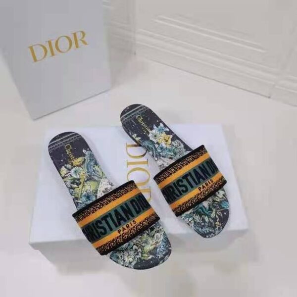 Dior Women Shoes Dway Slide Multicolor Dior Zodiac Embroidered Cotton (4)