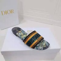 Dior Women Shoes Dway Slide Multicolor Dior Zodiac Embroidered Cotton