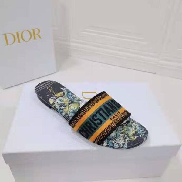 Dior Women Shoes Dway Slide Multicolor Dior Zodiac Embroidered Cotton (5)
