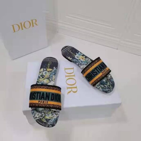 Dior Women Shoes Dway Slide Multicolor Dior Zodiac Embroidered Cotton (6)