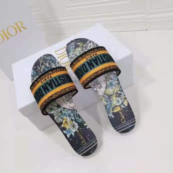 Dior Women Shoes Dway Slide Multicolor Dior Zodiac Embroidered Cotton (7)