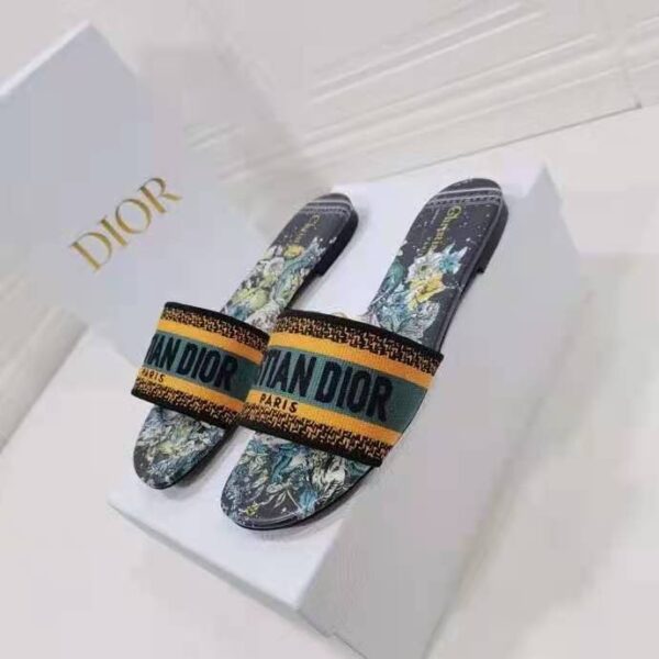 Dior Women Shoes Dway Slide Multicolor Dior Zodiac Embroidered Cotton (8)