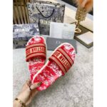 Dior Women Shoes Dway Slide Raspberry Toile De Jouy Reverse Embroidered Cotton - Imagen 5