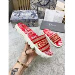 Dior Women Shoes Dway Slide Raspberry Toile De Jouy Reverse Embroidered Cotton - Imagen 4